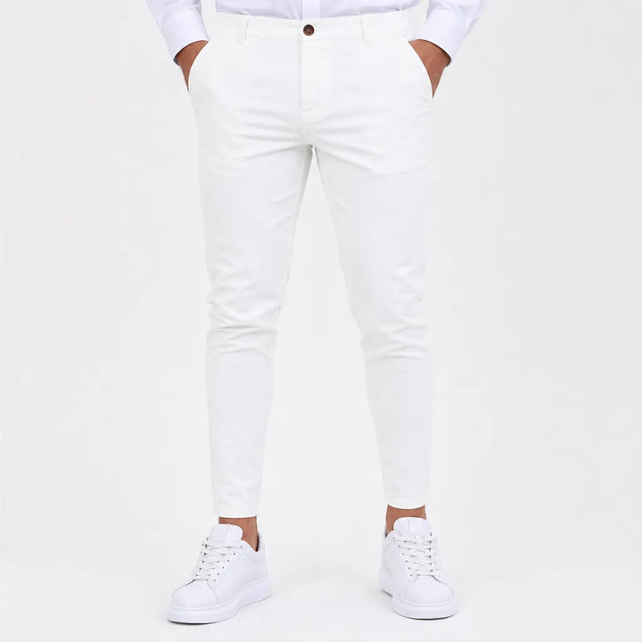 Edmund | Men's Slim Black Dress Pants - Color:White;Size:S