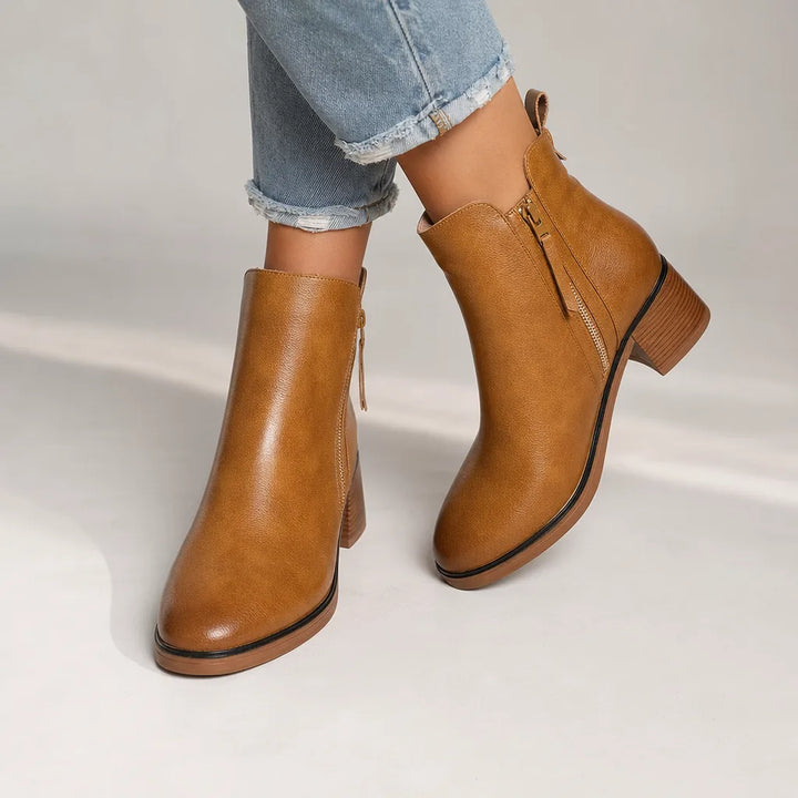 Edna | Women's Fall Brown Ankle Boots - Color:Brown;Size:35