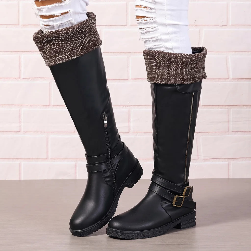 Edna | Women's Waterproof Knee High Boots - Color:Black;Size:35