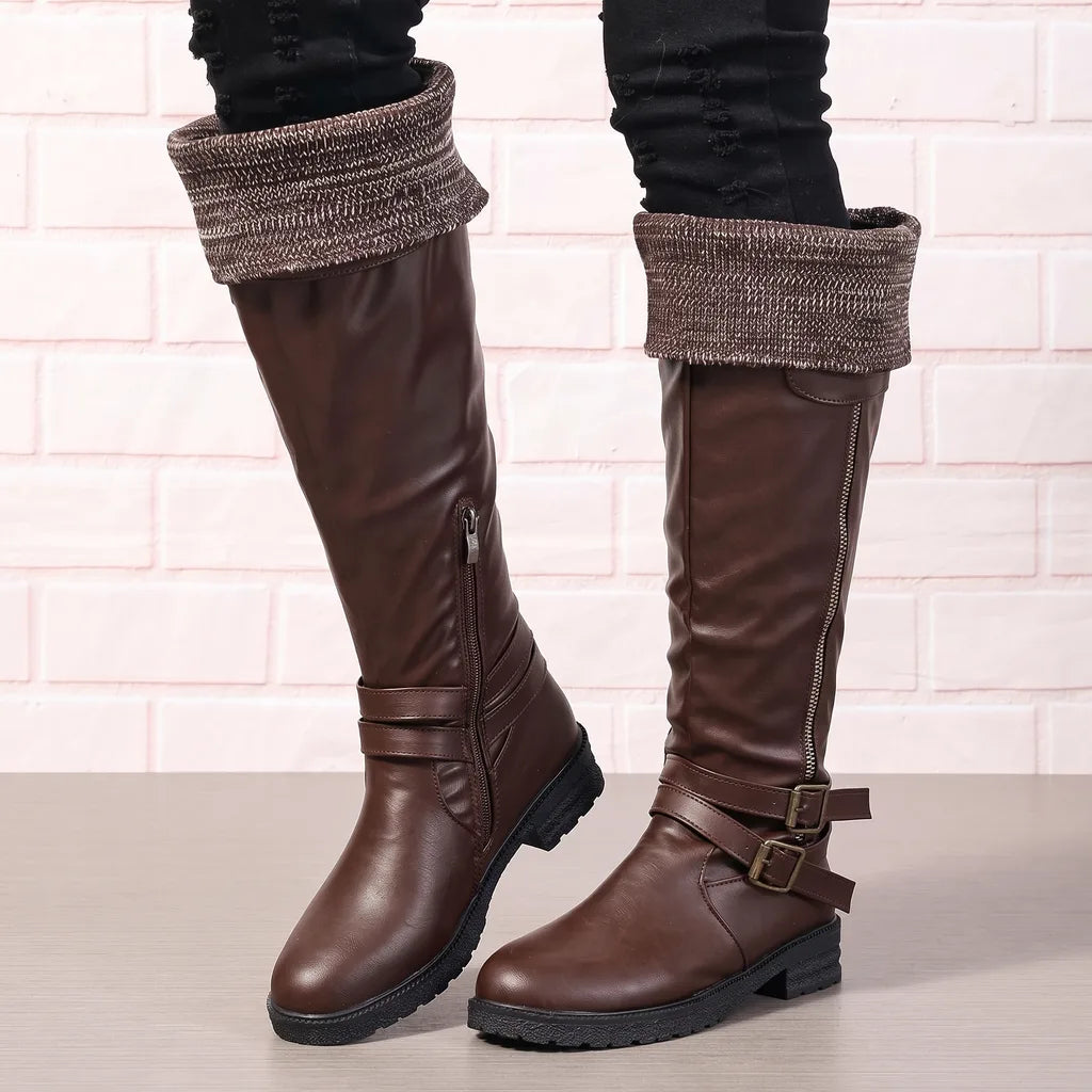 Edna | Women's Waterproof Knee High Boots - Color:Brown;Size:35