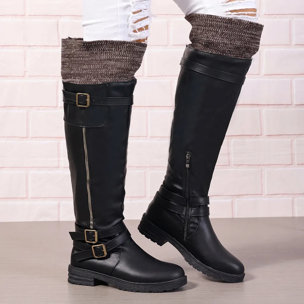 Women's Black Lennon Low Heel Tall Boots