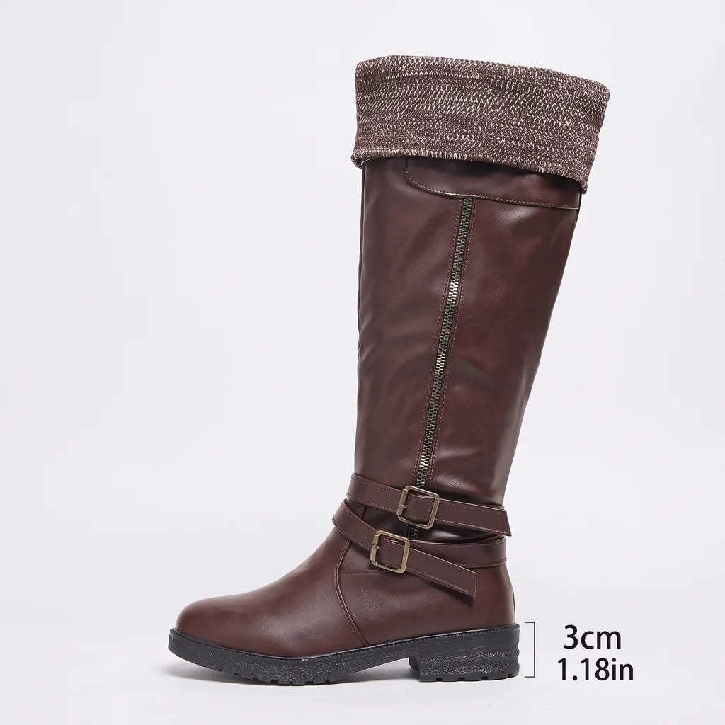 Women's Brown Lennon Low Heel Tall Boots