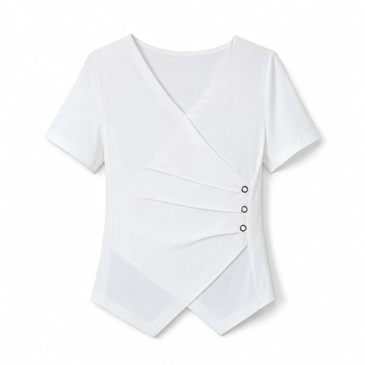 Eileen Asymmetric Tee - Color:White;Size:S