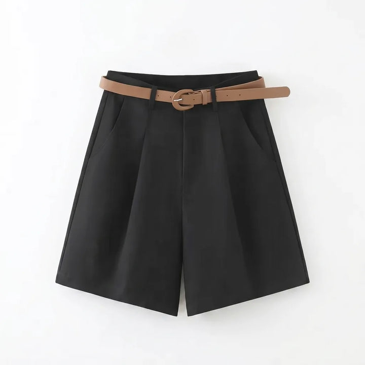 Elara High-Waist Cargo Shorts - Color:Black;Size:XS