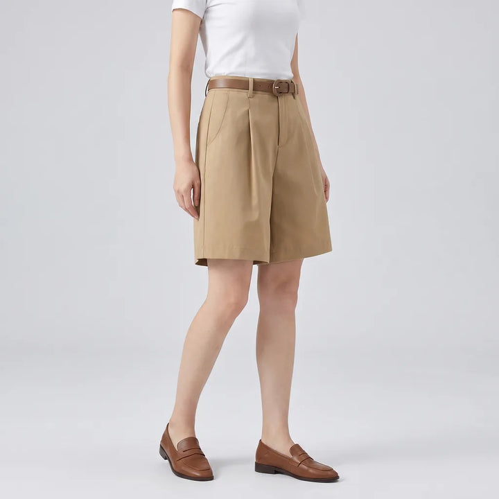 Women's Khaki (Belt Included) Percy High-Waist Cargo Shorts