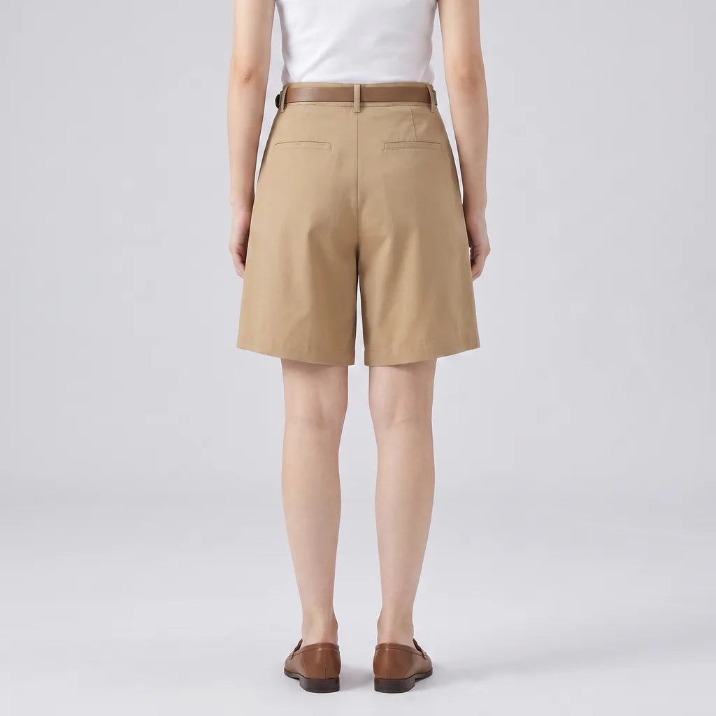 Women's Khaki (Belt Included) Percy High-Waist Cargo Shorts