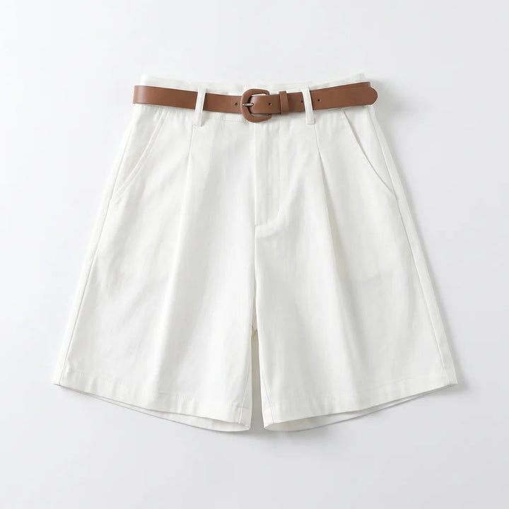 Elara High-Waist Cargo Shorts - Color:White;Size:XS