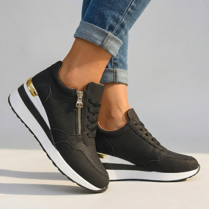 Elara Wedge Sneakers - Color:Black;Size:36