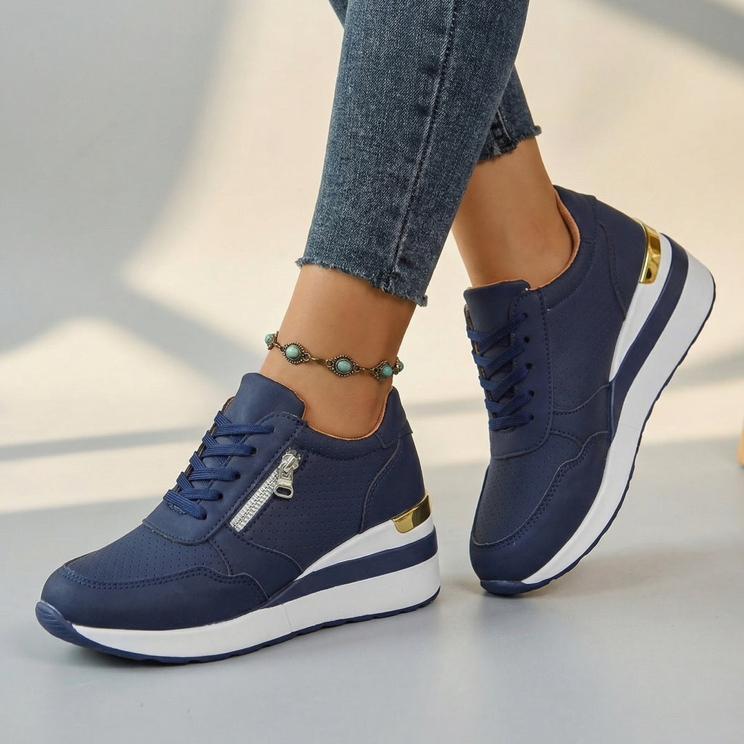 Elara Wedge Sneakers - Color:Blue;Size:36