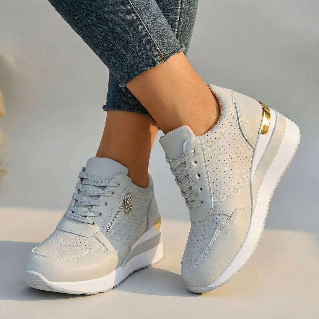 Elara Wedge Sneakers - Color:Gray;Size:36