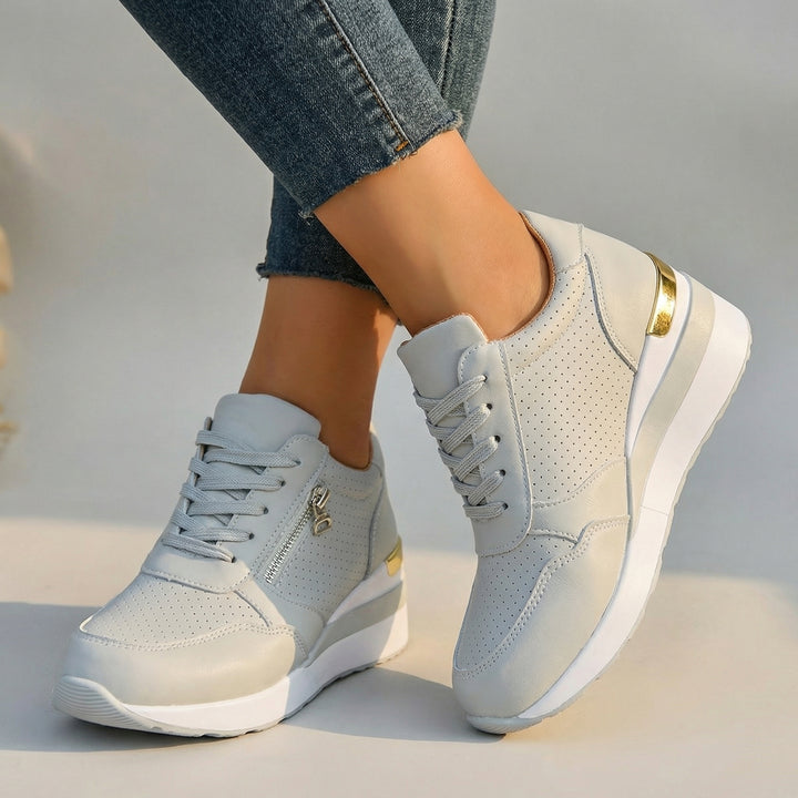 Elara Wedge Sneakers - Color:Gray;Size:36