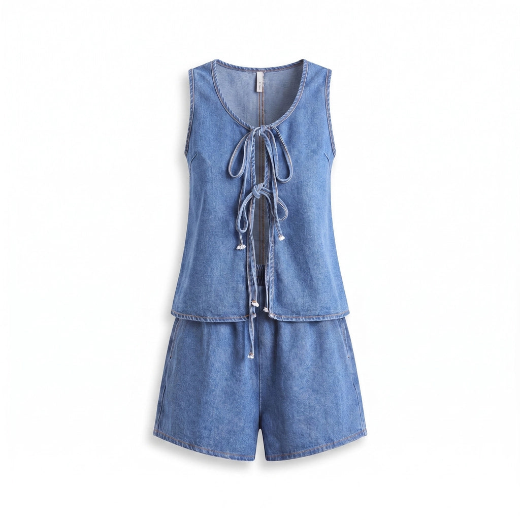 Eleanor Denim Set - Color:Light Blue Set;Size:XS