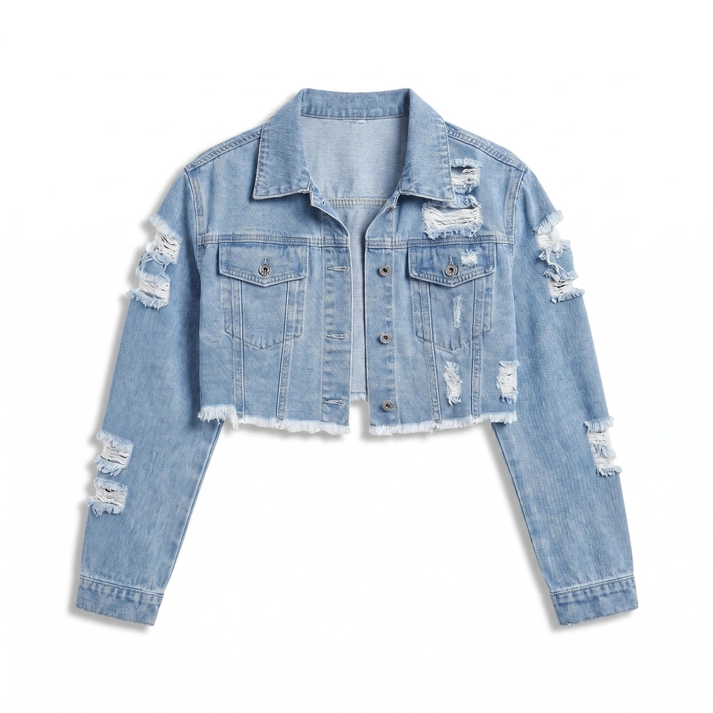 Elena Denim Jacket - Color:Light Blue;Size:XXS