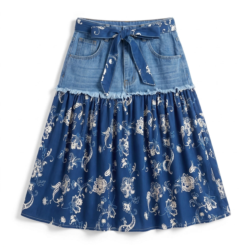 Elena Denim Skirt - Color:Blue;Size:XXS