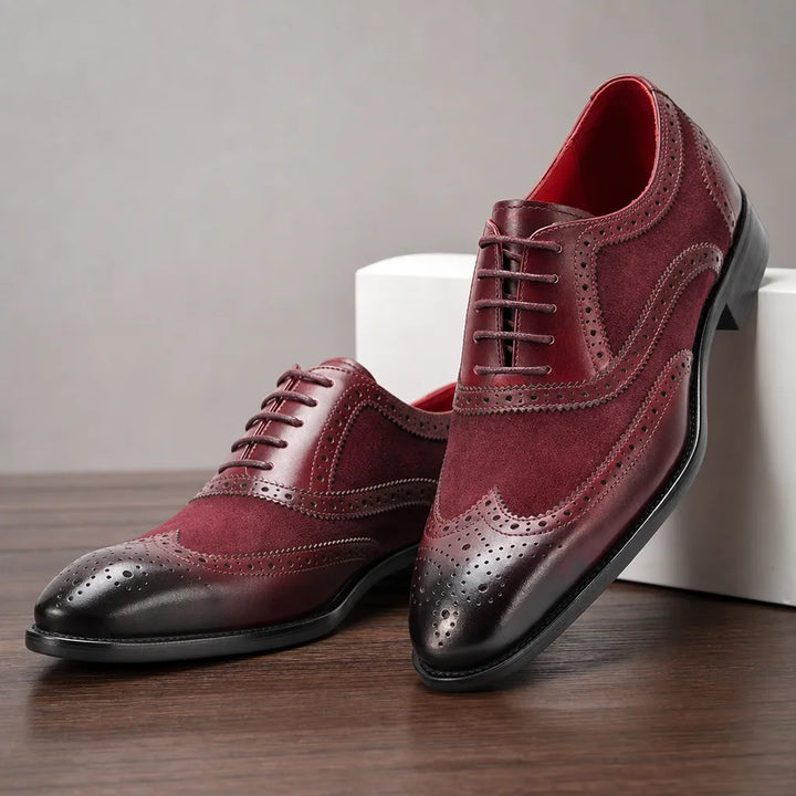 Elias Leather Brogues - Color:Red;Size:38