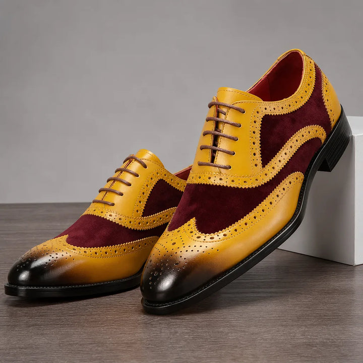 Elias Leather Brogues - Color:Yellow;Size:38