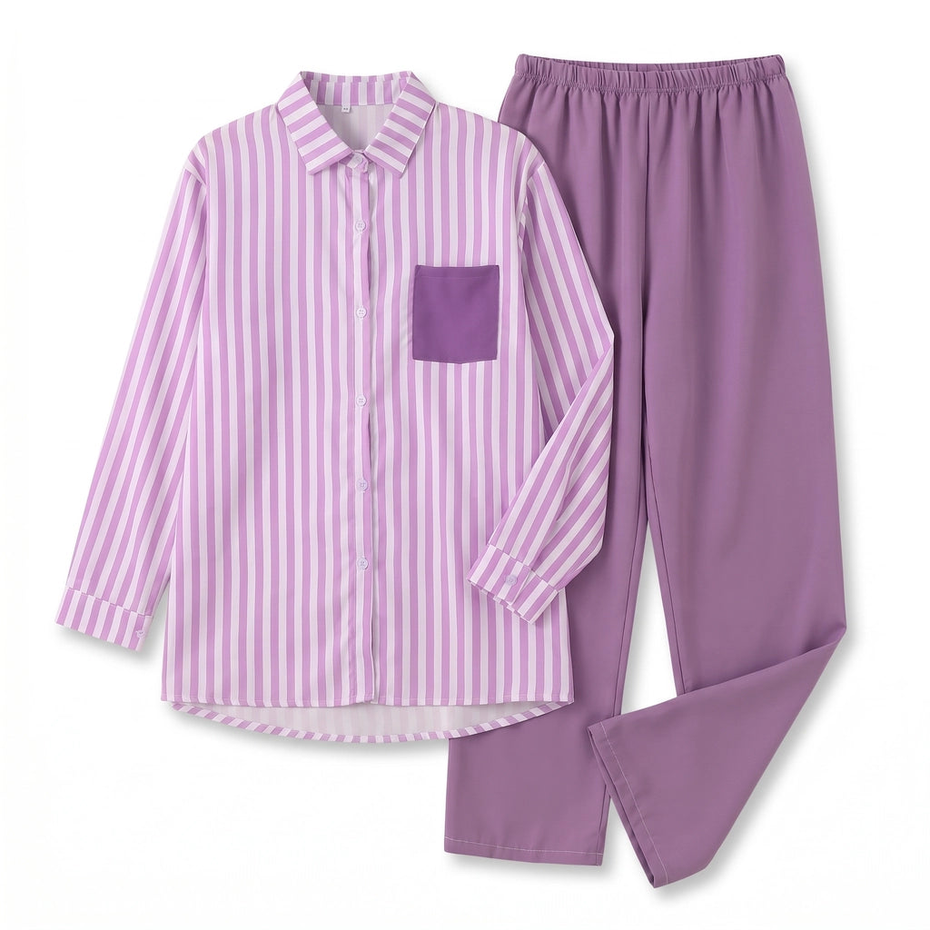 Elinor Stripe Two-Piece Set - Color:Purple Stripe;Size:XS