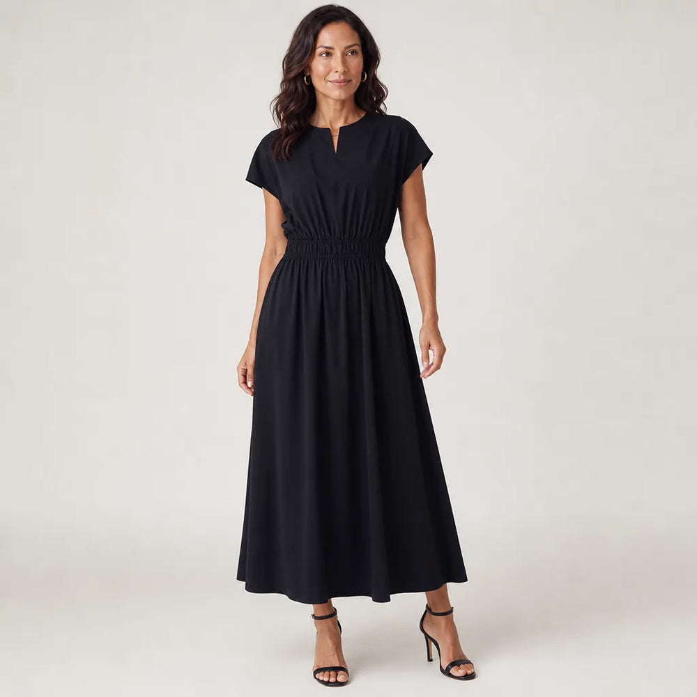 Women's Black Walton V-Neck Midi Dress