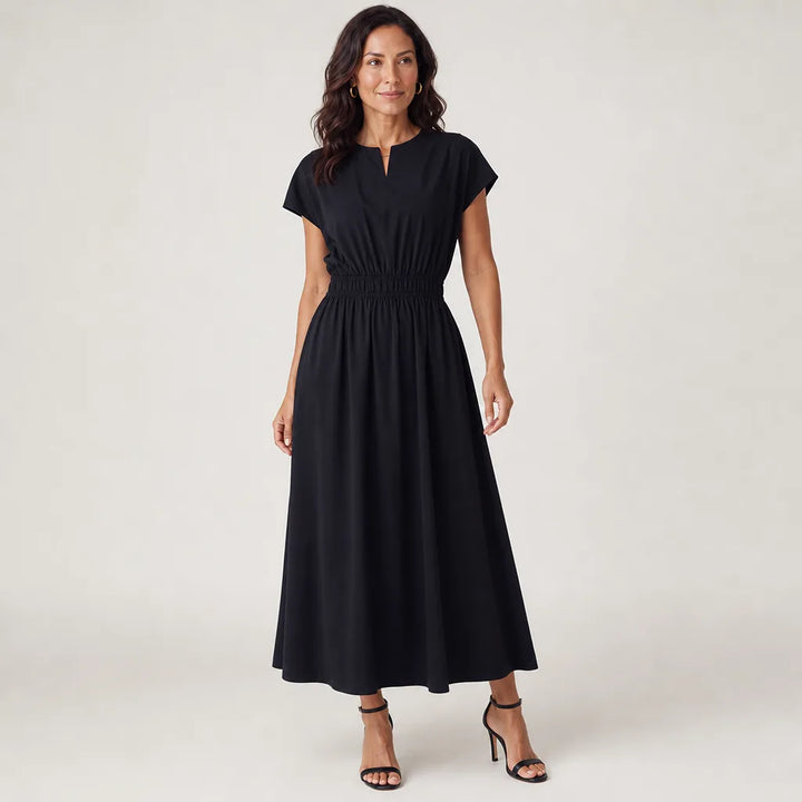 Women's Black Walton V-Neck Midi Dress
