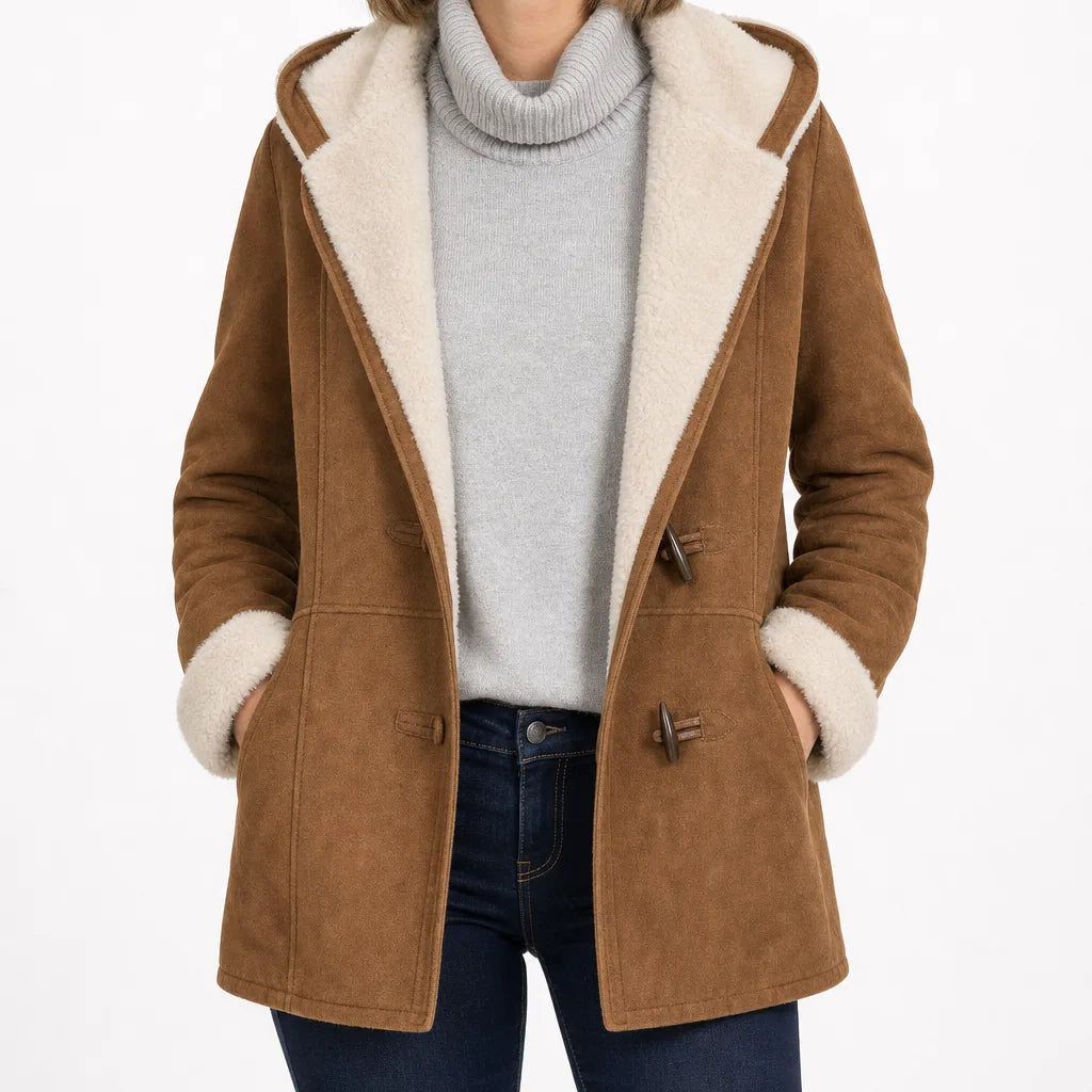 Elissa Hooded Jacket - Color:Brown;Size:XS