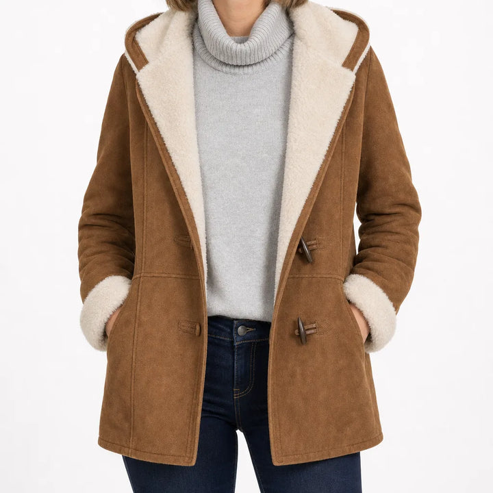 Elissa Hooded Jacket - Color:Brown;Size:XS