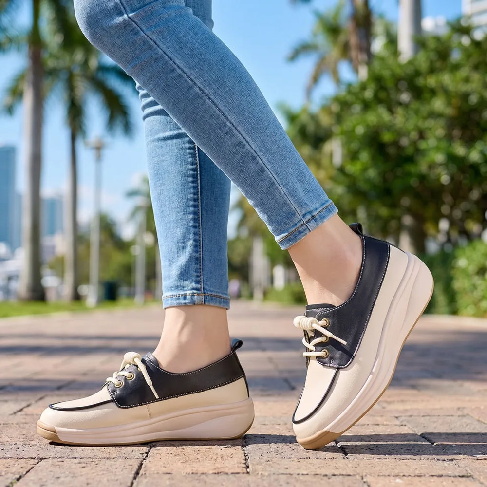 Beige-Black Kingsley Wedge Slip-On Flats 1