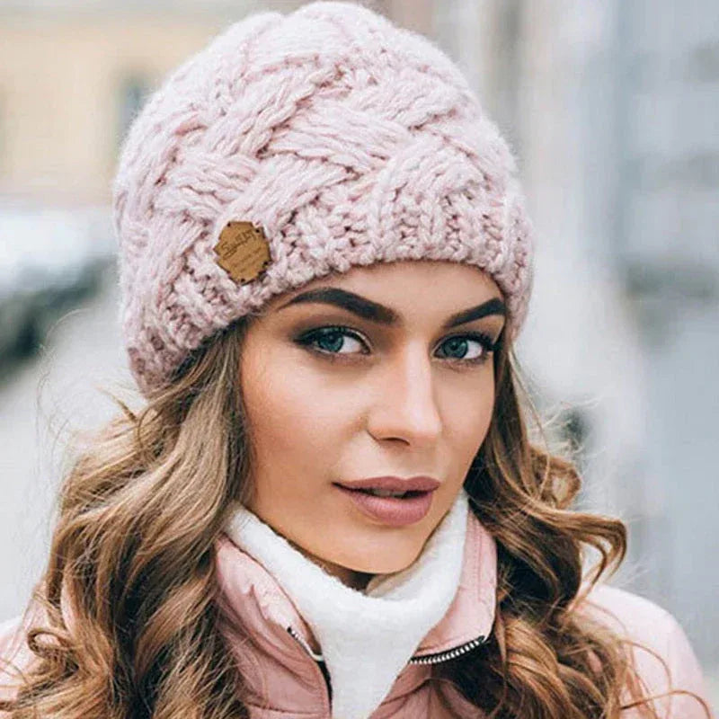 Elizabeth | Women's Warm Knitted Hat - Color:Pink;Size:One Size