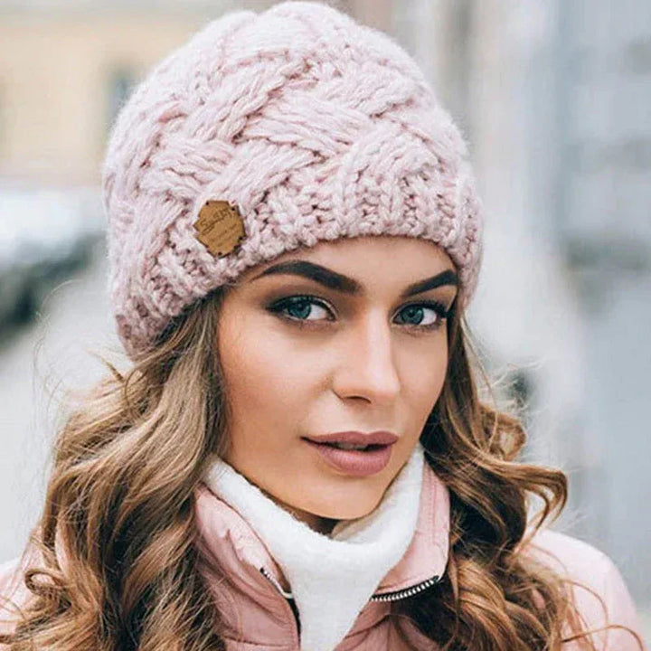 Elizabeth | Women's Warm Knitted Hat - Color:Pink;Size:One Size