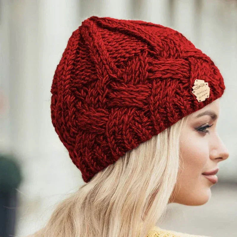 Elizabeth | Women's Warm Knitted Hat - Color:Red;Size:One Size