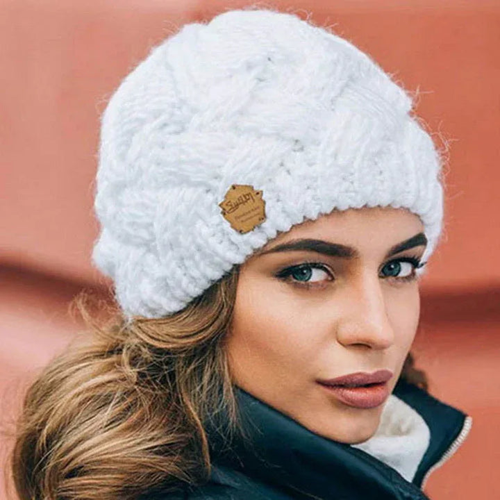 Elizabeth | Women's Warm Knitted Hat - Color:White;Size:One Size
