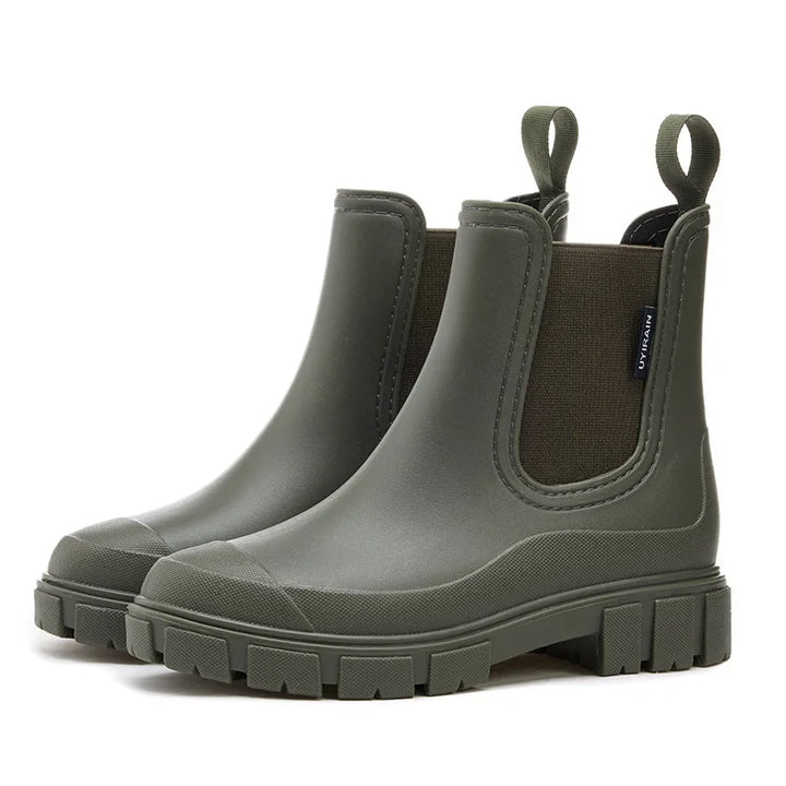 Ella | Women's Waterproof Stylish Chelsea Boots  - Size:36;Color:Green