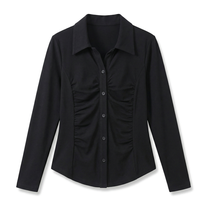 Elle Mercer Longline Shirt - Color:Black;Size:XXS