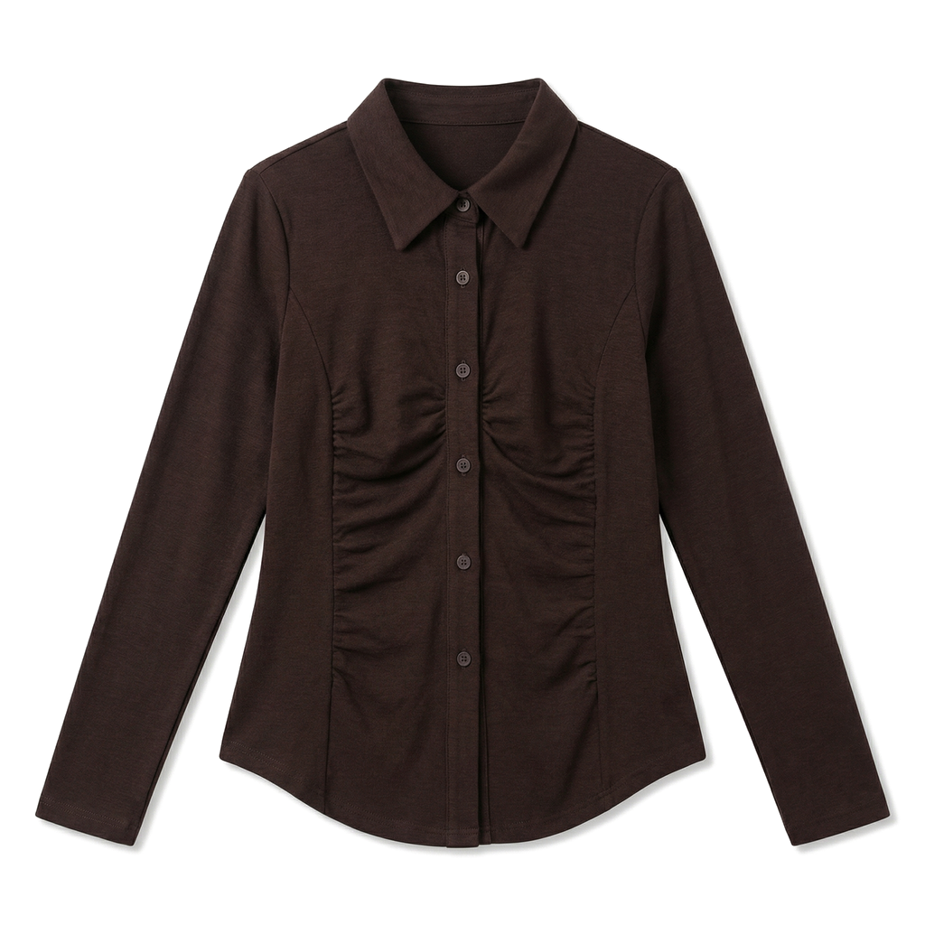 Elle Mercer Longline Shirt - Color:Coffee;Size:XXS