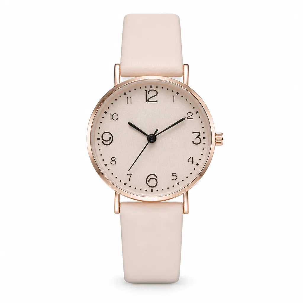 Ellena Classic Quartz Watch - Color:Beige;Size:Watch Only