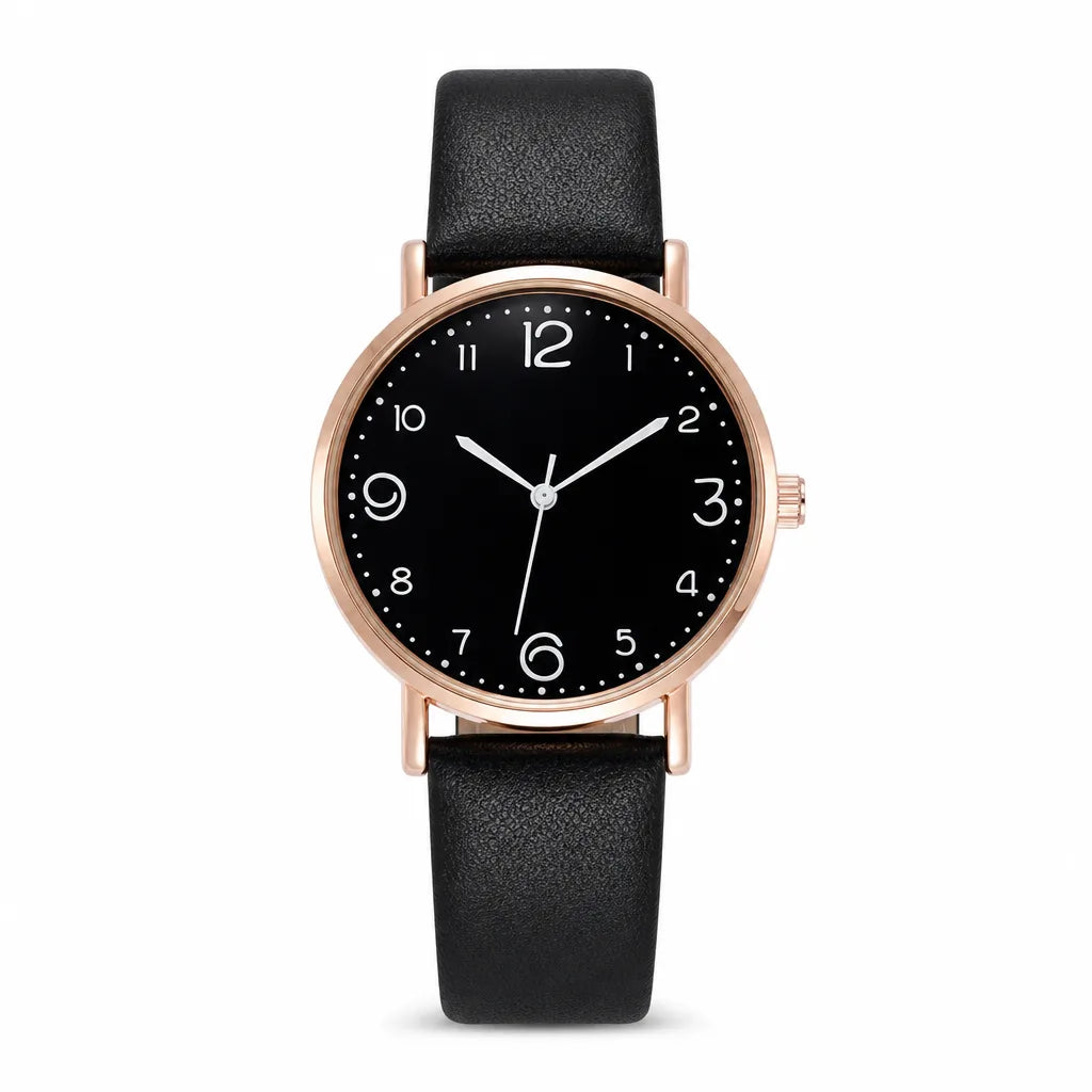Ellena Classic Quartz Watch - Color:Black;Size:Watch Only