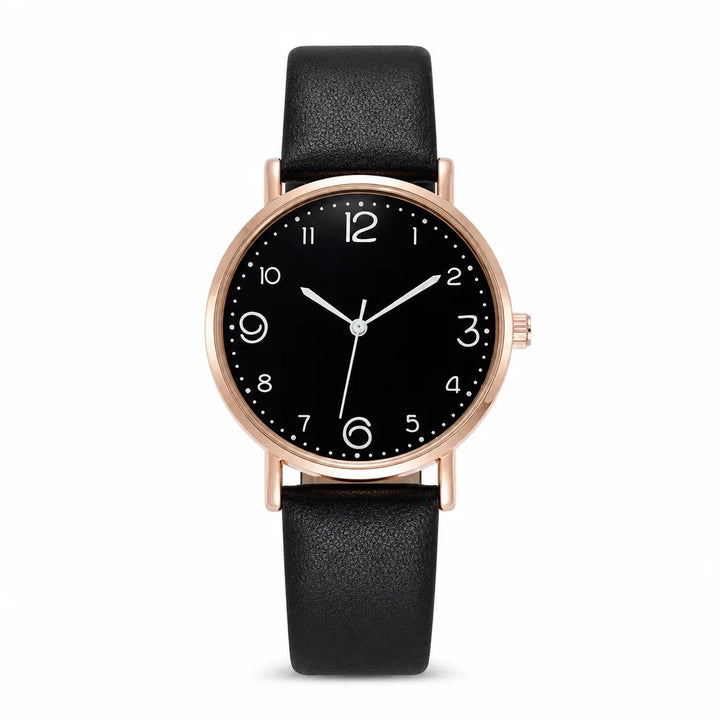Ellena Classic Quartz Watch - Color:Black;Size:Watch Only