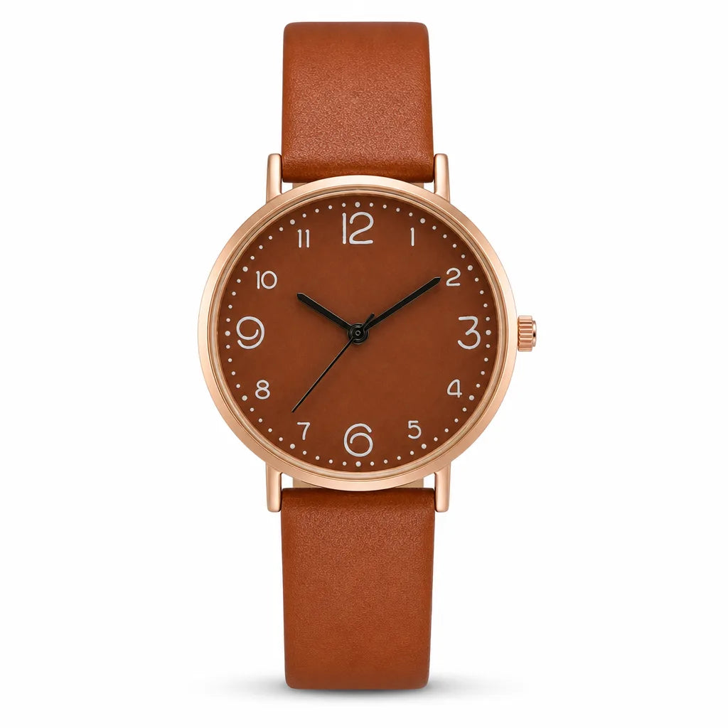 Ellena Classic Quartz Watch - Color:Brown;Size:Watch Only