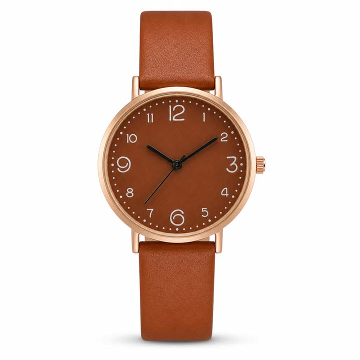 Ellena Classic Quartz Watch - Color:Brown;Size:Watch Only