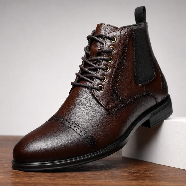 Men's Brown Flora Leather Lace Up Boots