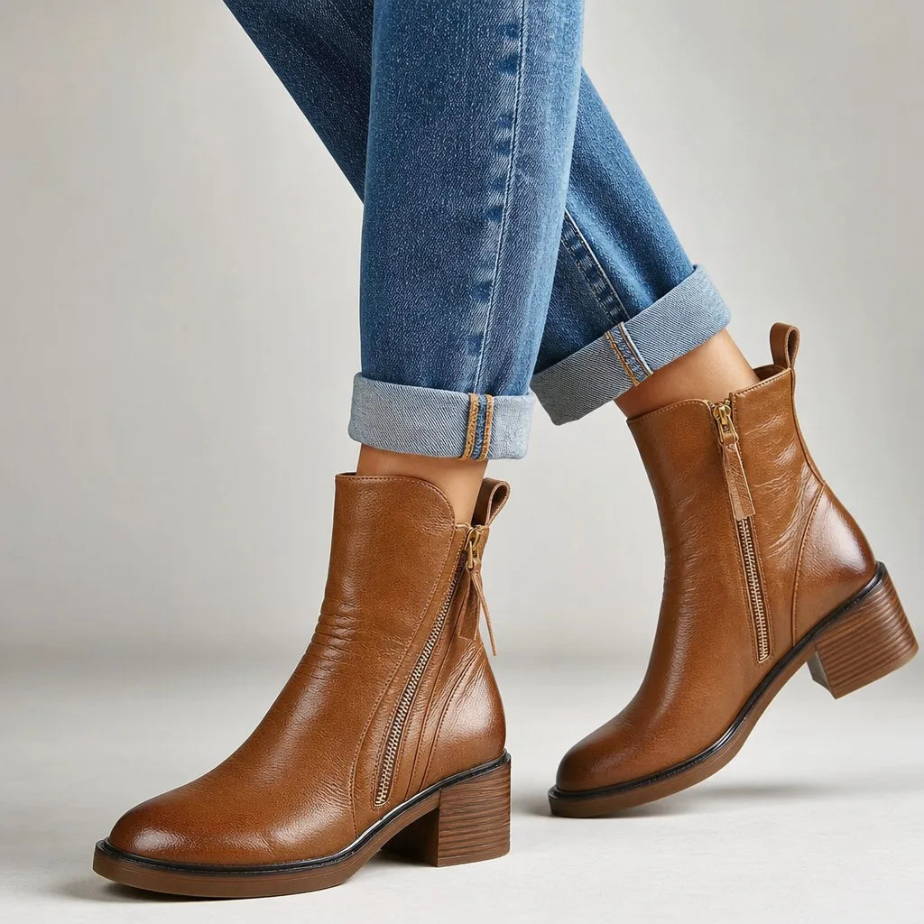 Ellis Ankle Boots - Color:Brown;Size:35