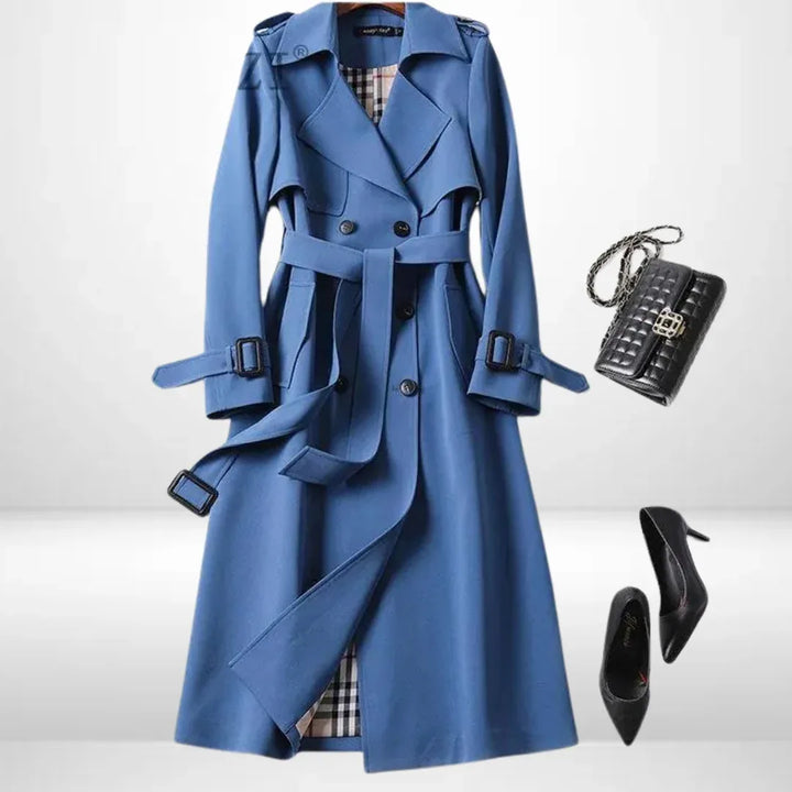 Eloise | Women's Belted Trench Coat - Size:XS;Color:Blue