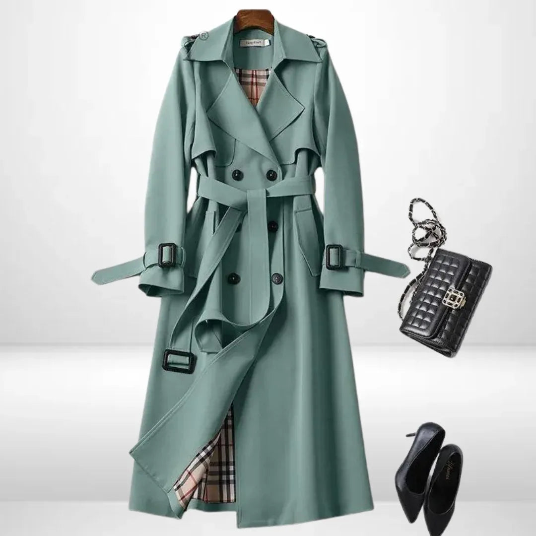 Eloise | Women's Belted Trench Coat - Size:XS;Color:Green