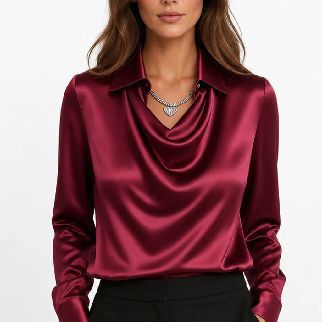 Women's Eloise | Women's Satin Draped Collar Blouse