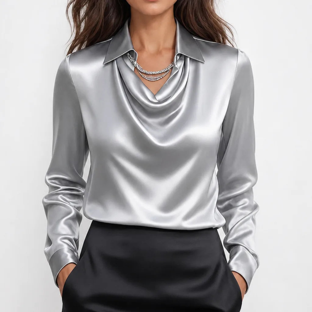 Women's Eloise | Women's Satin Draped Collar Blouse