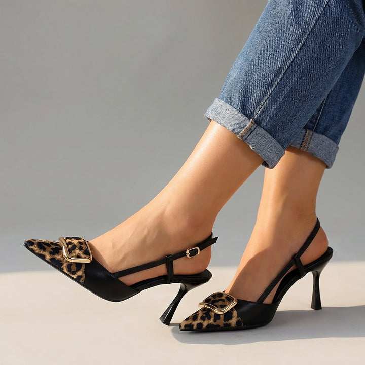Elora Leopard Pumps - Color:Black;Size:35
