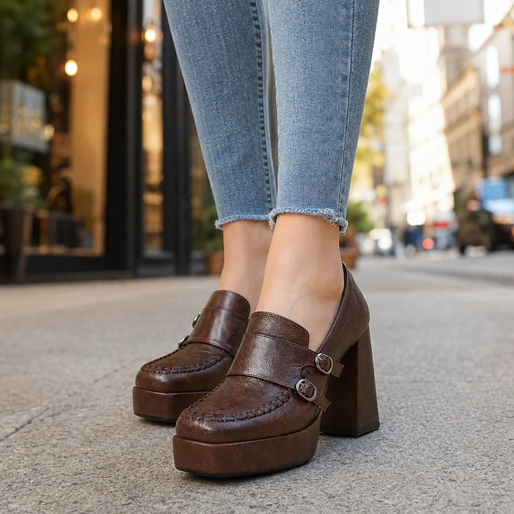 Women's Brown Elsa | Women's Orthopedic Block-Heel Loafers