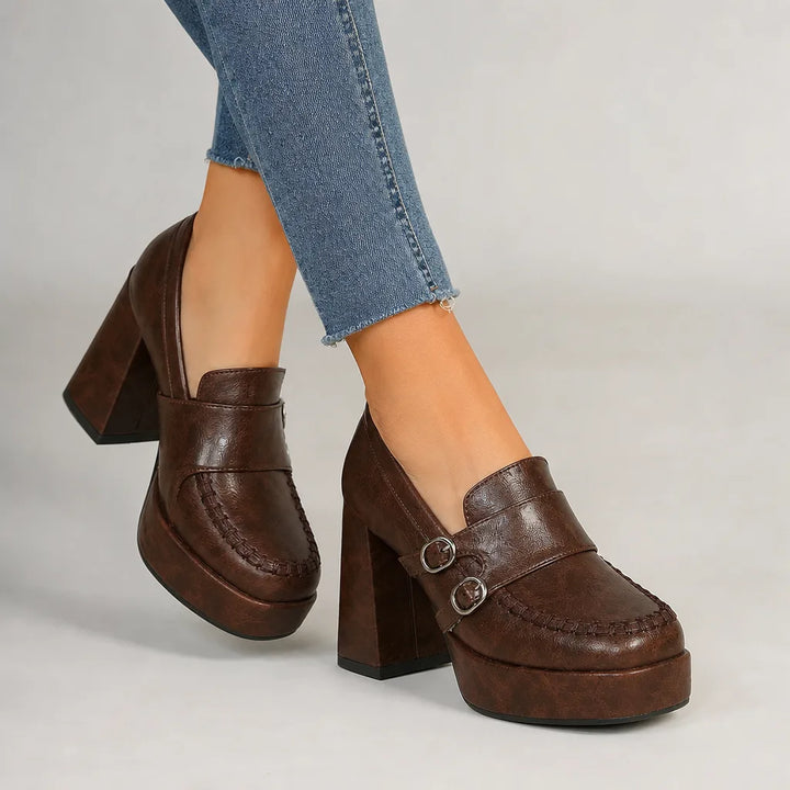 Elsa | Women's Orthopedic Mary Jane Heels - Color:Brown;Size:35