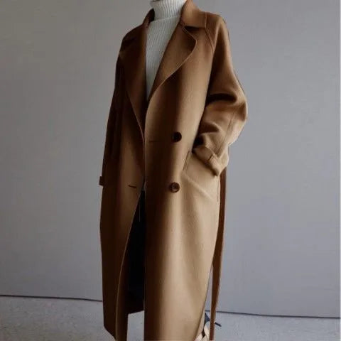 Emilia | Women's Wool Trench Coat - Color:Brown;Size:XS