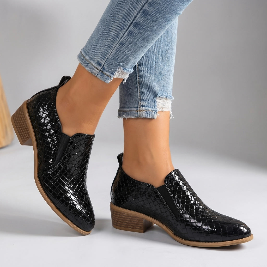 Emily Woven Ankle Boots - Color:Black;Size:35