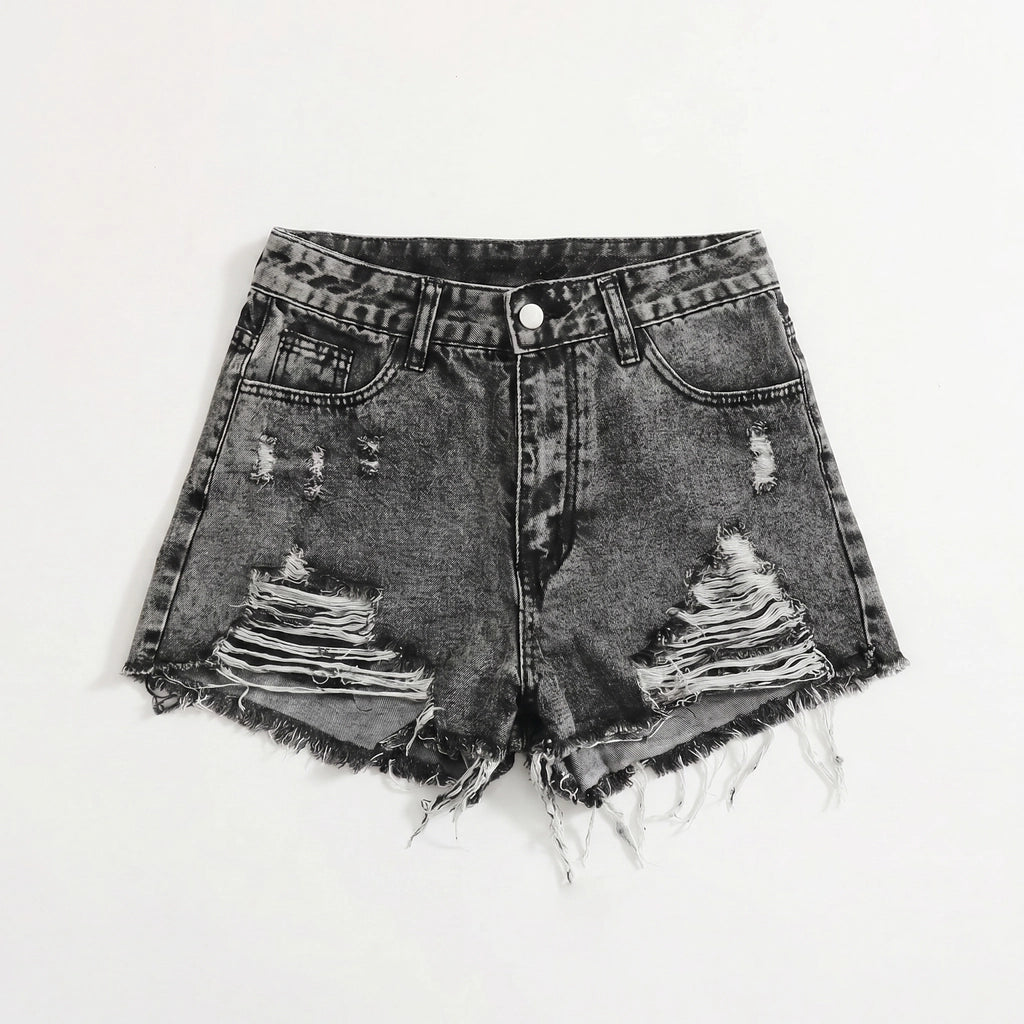 Emma  Denim Shorts - Color:Black;Size:XXS